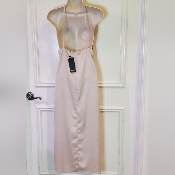 Nasty Gal At Ease Satin Halter Midi Slip Dress, Ivory Cream, Size US 2, NWT - Picture 10 of 15